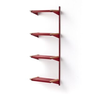 Stojak na obuwie JEPPE, 4 półki, moduł dodatkowy, 1790x600x310 mm, czerwony/dąb