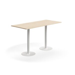 Stół barowy ALVA, 1800x800x1000 mm, laminat wysokociśnieniowy, biały/brzoza