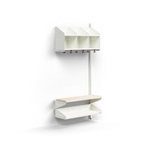 Moduł szatniowy ENTRY, moduł dodatkowy, ścienny, półka na buty, ławka, 3 schowki, 1800x900x300 mm, b