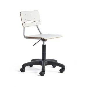 Krzesło LEGERE z regulacją wysokości, mniejsze siedzisko, na kółkach, 430-550 mm, biały