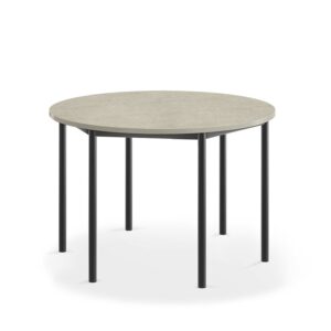 Stół SONITUS, okrągły, Ø1200x760 mm, jasnoszare linoleum, antracyt