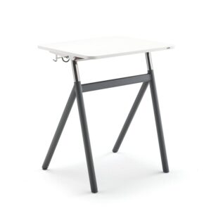 Szkolne biurko z regulacją wysokości ASCEND, laminat biały, szary