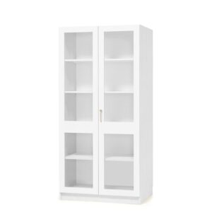 Szafa THEO, pełne drzwi szklane, 2100x1000x470 mm, biały