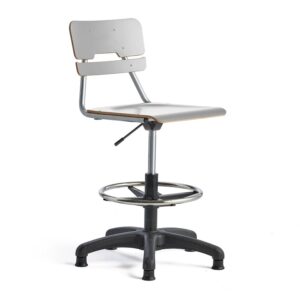 Krzesło z regulacją wysokości LEGERE, większe siedzisko, na ślizgaczach, W 500-690 mm, szary