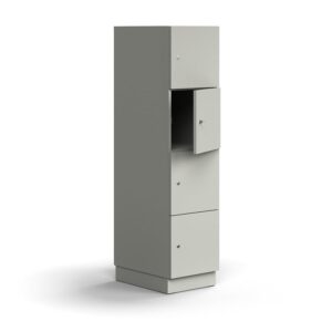 Szafa schowkowa QBUS, 4 schowki, cokół, 1636x400x570 mm, jasnoszary