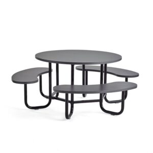 Ława wielosiedziskowa OCTO, siedziska antracyt, rama czarny