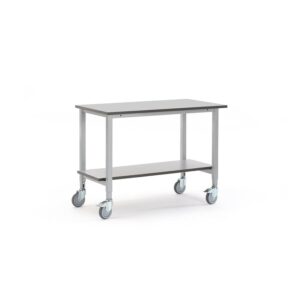 Mobilny stół roboczy MOTION, 1200x600 mm, z dolną półką, szary