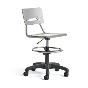 Krzesło z regulacją wysokości LEGERE, większe siedzisko, na kołach, W 530-720 mm, szary