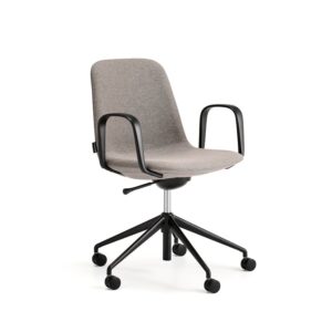 Krzesło LANGLEY, niskie siedzisko, koła, podłokietniki, czarny/taupe