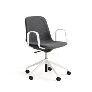 Krzesło LANGLEY, niskie siedzisko, koła, podłokietniki, biały/antracyt