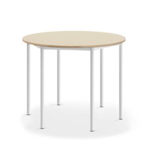 Stół BORÅS, okrągły, Ø1200x900 mm, laminat brzoza, biały