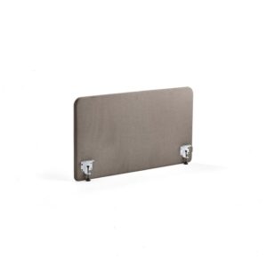 Ścianka biurkowa ZONE, białe uchwyty, 1200x650x36 mm, tkanina Hush, jasnobrązowy