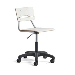 Krzesło LEGERE z regulacją wysokości, większe siedzisko, na kółkach, 430-550 mm, biały