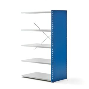 Regał MIX, moduł dodatkowy, 1740x1030x600 mm, zamknięta rama końcowa, niebieski, szary