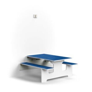Ścienny stół składany LUCAS, 1200x1205x580 mm, linoleum, biały/niebieski