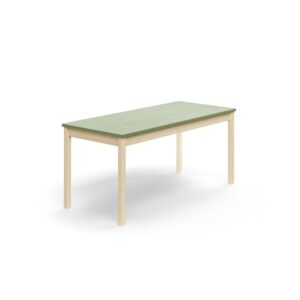 Stół DECIBEL, 1600x700x720 mm, dźwiękochłonne linoleum, brzoza/zielonoszary