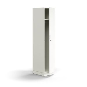 Zamykana szafa QBUS, z drążkiem na odzież, cokół, 2020x400x570 mm, biały