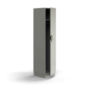 Zamykana szafa QBUS, z drążkiem na odzież, cokół, 2020x400x570 mm, jasnoszary