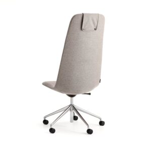 Krzesło LANGLEY, wysokie siedzisko, koła, szczotkowane aluminium/taupe