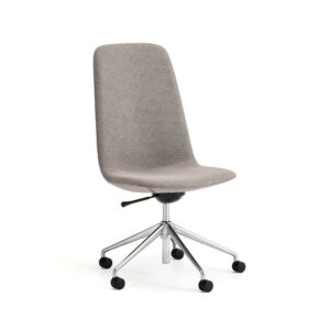 Krzesło LANGLEY, średnie siedzisko, koła, szczotkowane aluminium/taupe