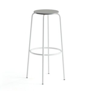Stołek barowy TIMMY, rama biały, siedzisko jasnoszary, 830 mm