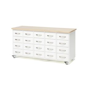 Komoda z szufladami, uchwyt łukowy, 20 szuflad, biały