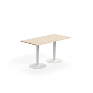 Stół ALVA, 1400x700x720 mm, montaż do podłogi, laminat wysokociśnieniowy, biały/brzoza