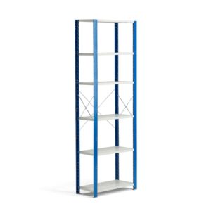 Regał MIX, moduł podstawowy, 2500x800x600 mm, niebieski, szary
