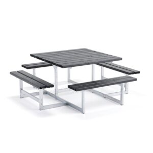 Stół piknikowy SETTLE, 2000 mm, czarny/galwanizowany