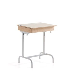 Ławka szkolna 188, laminat HPL, biały/brzoza