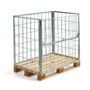 Kosz paletowy VOLUME, nasadzany, 1200x800x1000 mm, otwieranie na dłuższym boku