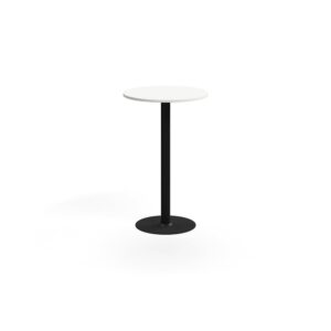 Stół barowy ALVA, Ø700x1100 mm, montaż do podłogi, laminat wysokociśnieniowy, czarny/biały