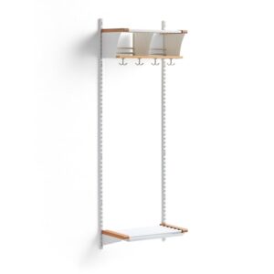 Wieszak ubraniowy JEPPE, 2 przegrody, moduł podstawowy, 1790x600x310 mm, biały/dąb