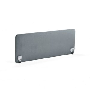 Ścianka biurkowa ZONE, białe uchwyty, 1800x650x36 mm, tkanina Rivet, niebieskoszary