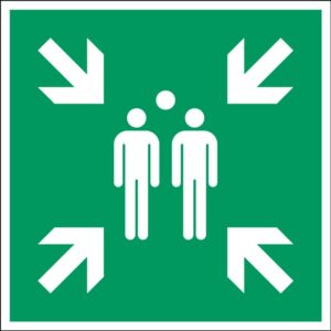 Oznaczenie: punkt zborny, samoprzylepny poliester, 100x100 mm