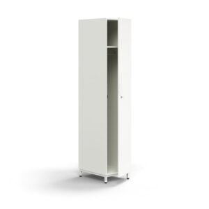 Zamykana szafa QBUS, z drążkiem ubraniowym, nóżki, 2020x400x570 mm, biały