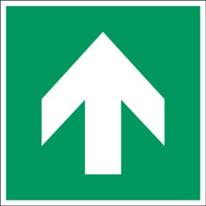 Oznaczenie: zielona strzałka 90°, samoprzylepny poliester, 200x200 mm