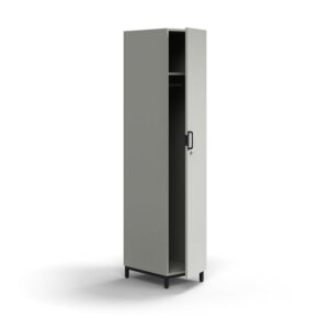 Zamykana szafa QBUS, z drążkiem ubraniowym, nóżki, 2020x400x570 mm, czarny, jasnoszary