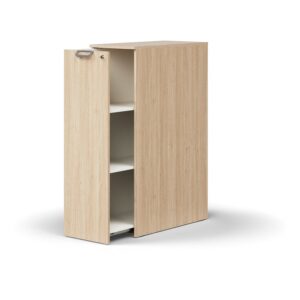 Zamykana szafka boczna QBUS, lewa z uchwytem, 1250x400x800 mm, dąb