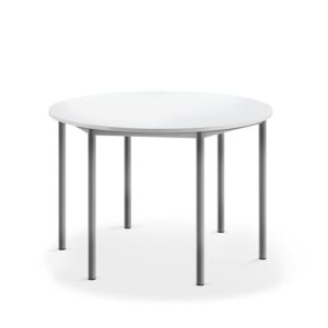 Stół BORÅS, okrągły, Ø1200x760 mm, biały laminat, szary aluminium