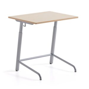 Ławka szkolna AXIOM, laminat HPL, srebrny/brzoza