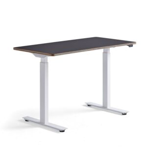 Biurko z regulacją wysokości NOVUS, 1200x600 mm, biały stelaż, czarny blat