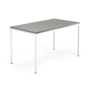 Biurko QBUS, 4 nogi, 1400x800 mm, biała rama, jasnoszary