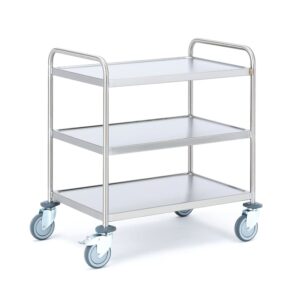 Wózek CONVOY, ze stali nierdzewnej, 100 kg, 3 półki, 800x520x900 mm