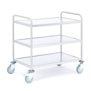 Wózek CONVOY, ze stali nierdzewnej, 100 kg, 3 półki, 900x550x900 mm