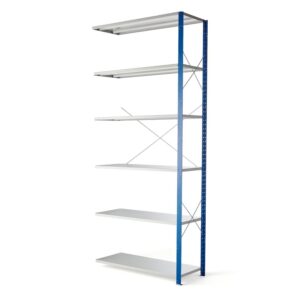 Regał MIX, moduł dodatkowy, 3000x1300x500 mm, niebieski, szare półki