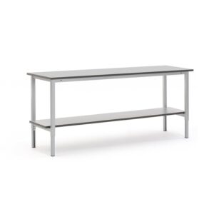 Stół roboczy MOTION, z ręczną regulacją wysokości, półka dolna, 2000x600 mm