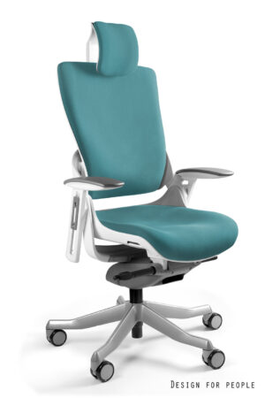 WAU 2 - BIAŁY/TKANINA BL413 TEALBLUE Unique