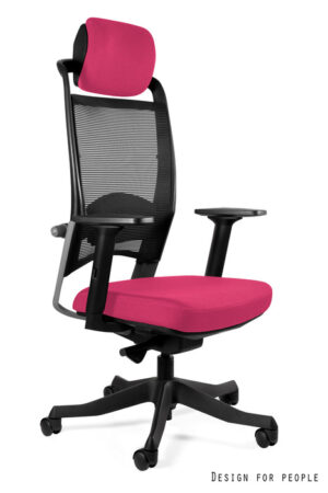 FOTEL BIUROWY FULKRUM - CZARNA SIATKA/TKANINA BL401 MAGENTA Unique