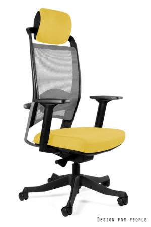 FOTEL BIUROWY FULKRUM - SZARA SIATKA/TKANINA BL410 MUSTARD Unique